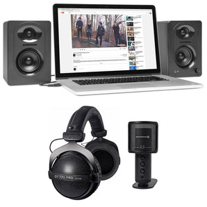 Beyerdynamic Creator Pro Gaming Twitch Live Stream Mic+Headphones+3" Monitors