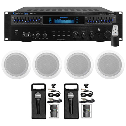 1500 Watt Home Karaoke Machine System + (4) 6.5" Ceiling Speakers