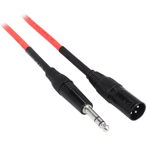Rockville RCXMB10R 10' Male REAN XLR to 1/4'' TRS Cable Red 100% Copper