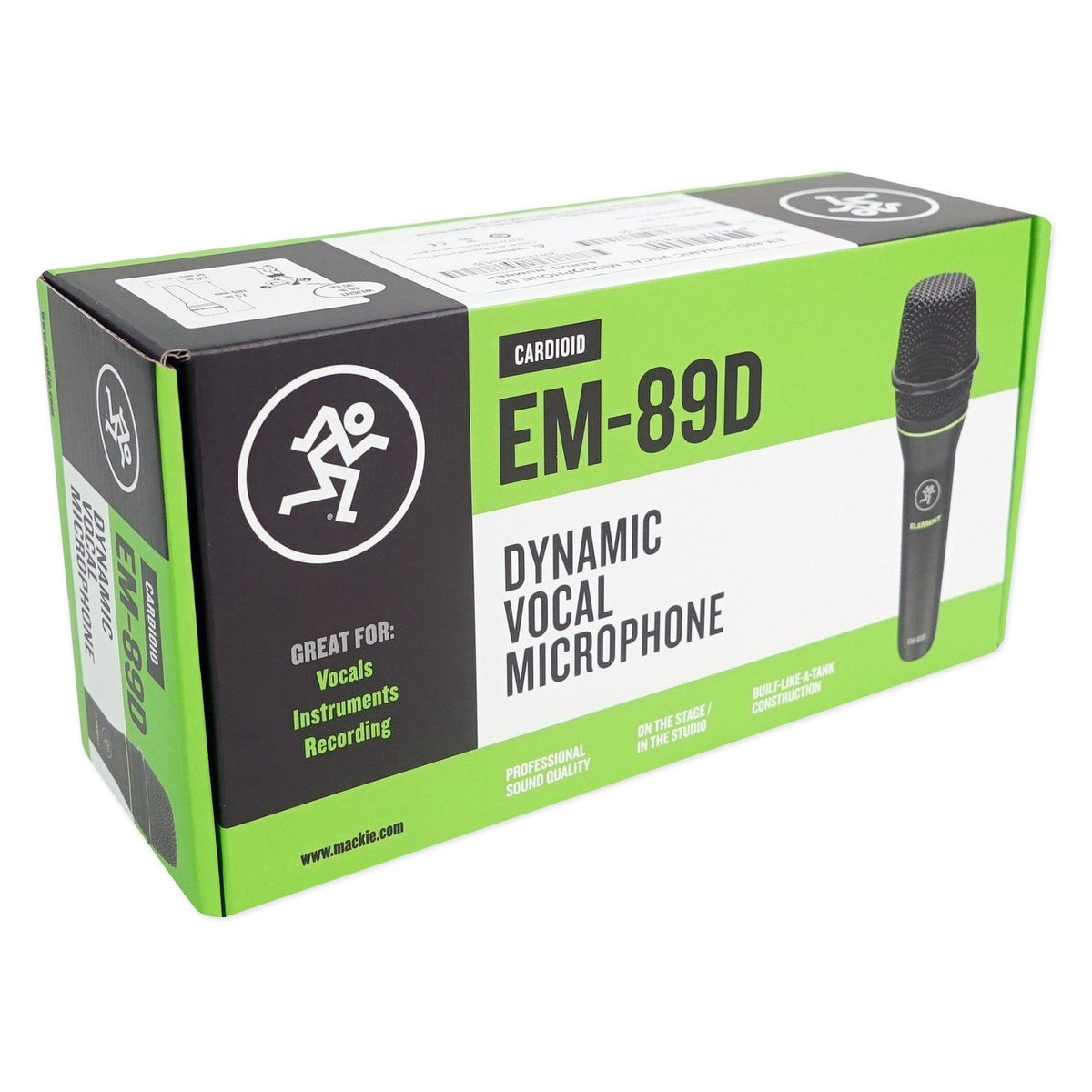 Mackie EM-89D Vocal Live Sound or Studio Recording Dynamic Microphone+Cable+Clip