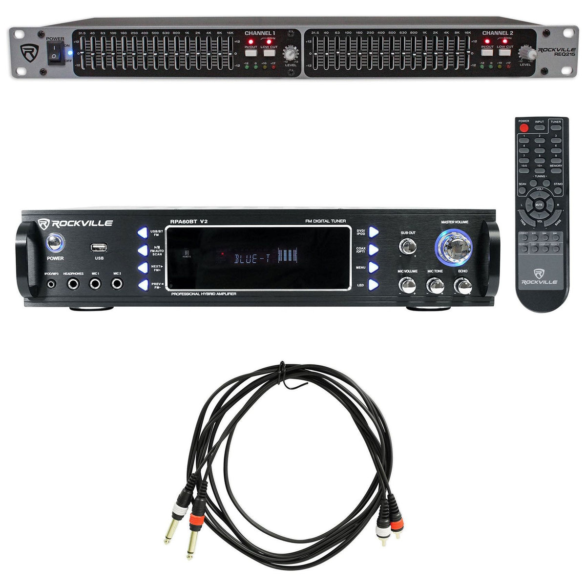 RPA60BT 1000 Watt Bluetooth Home Receiver+Dual 15 Band EQ Equalizer