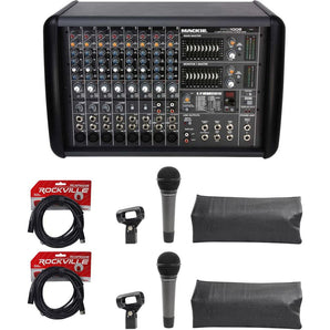 New Mackie PPM1008 8 Ch.1600W Powered Mixer+2 Microphones+2 XLR Cables