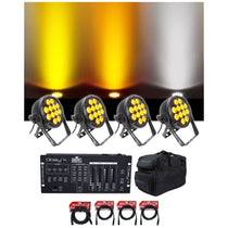 (4) SlimPar Pro W USB Wash Lights+Bag+Controller+Cables