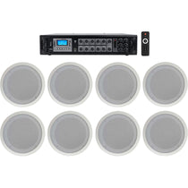 CC80T White 8-Pack + RCS180-6 6-Zone 180W Amp Bundle