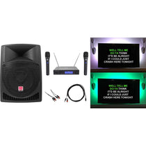 RPG12 Powered Karaoke Speaker + Dual Wireless Microphones Bundle