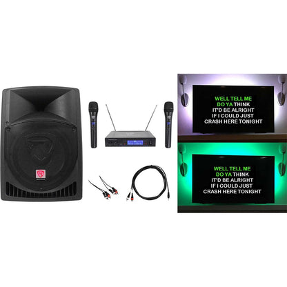 RPG12 Powered Karaoke Speaker + Dual Wireless Microphones Bundle