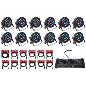 12) Rockville RockPAR50 Par Can DJ/Club Wash Lights+384 Ch DMX Controller+Cables