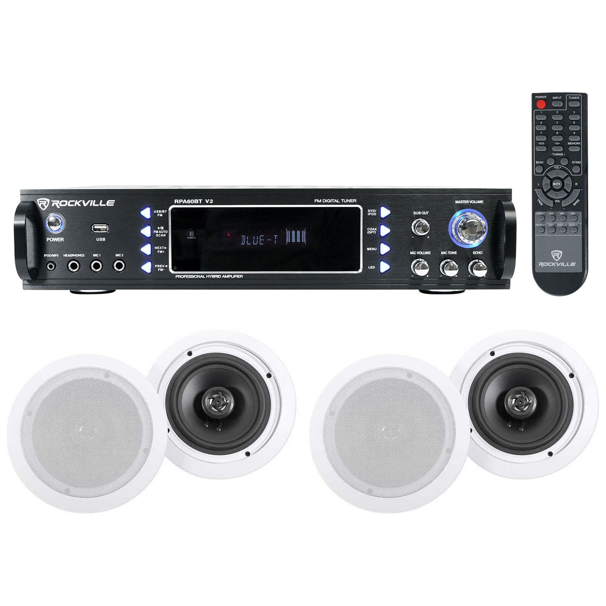 RPA60BT 4-Pack + HC655 White Ceiling Speakers Bundle