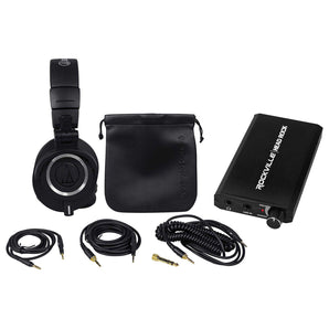 Audio Technica ATH-M50X Studio Headphones+Rechargeable Headphone Amplifier Amp