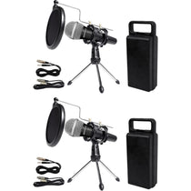 (2) RMC-XLR Dynamic Podcasting Microphones + RTMS21 Stands + Pop Filters + Cables