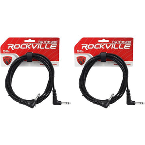 2 Rockville RCTR110RR-B 10' Black 1/4" TRS Right Angle to Same Cable 100% Copper