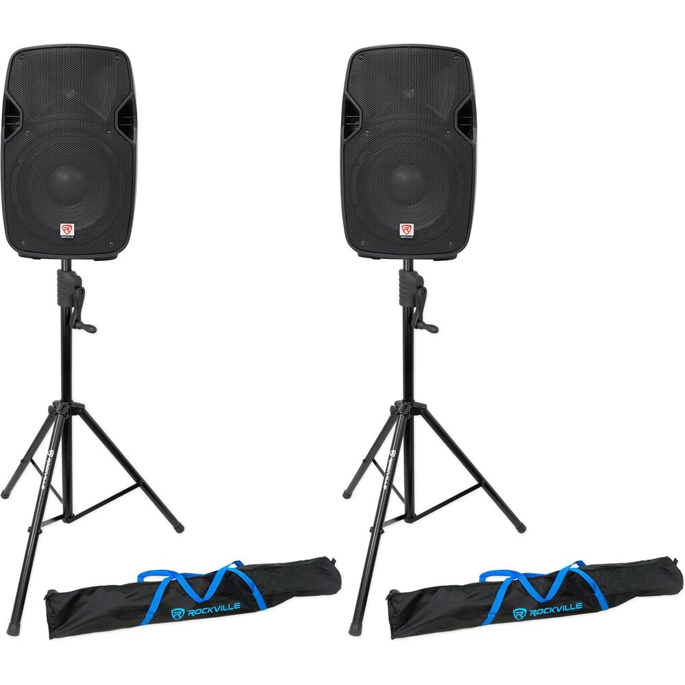 (2) SPGN104 10" Passive 800W DJ PA Speakers+Crank-Up Speaker Stands