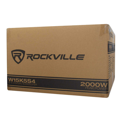 Rockville W15K5S4 2-Pack + dB14 Mono Amplifier + RWK41 Kit Bundle