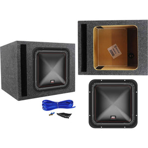 MTX S6512-44 12" 500w RMS Square Car Audio Subwoofer+Vented Sub Box Enclosure