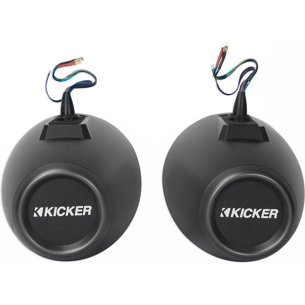 (2) KICKER 46KMFC8 300w 8" Marine LED Speakers in Surface Mount Pods 46KMFC8