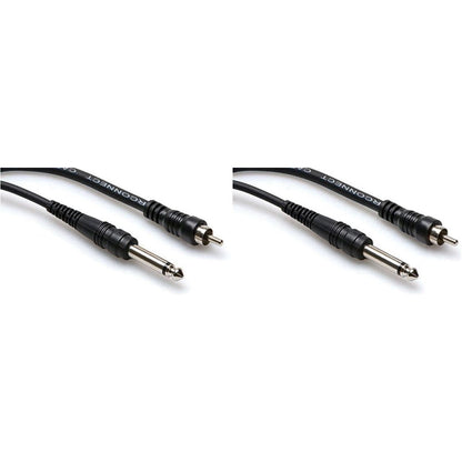 2 CPR-115 1/4" TS to RCA 15 Foot Unbalanced Audio Cables
