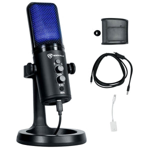 Rockville ROCK-STREAM PRO Gaming Streaming Recording Dual Pattern USB Microphone