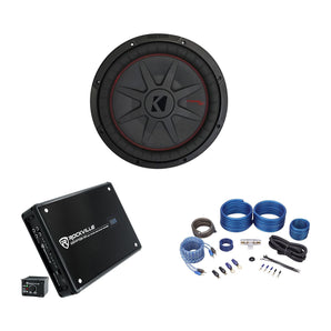 Kicker 48CWRT122 COMPRT12 2000W 12" Slim Car Subwoofer+Mono Amplifier+Amp Kit