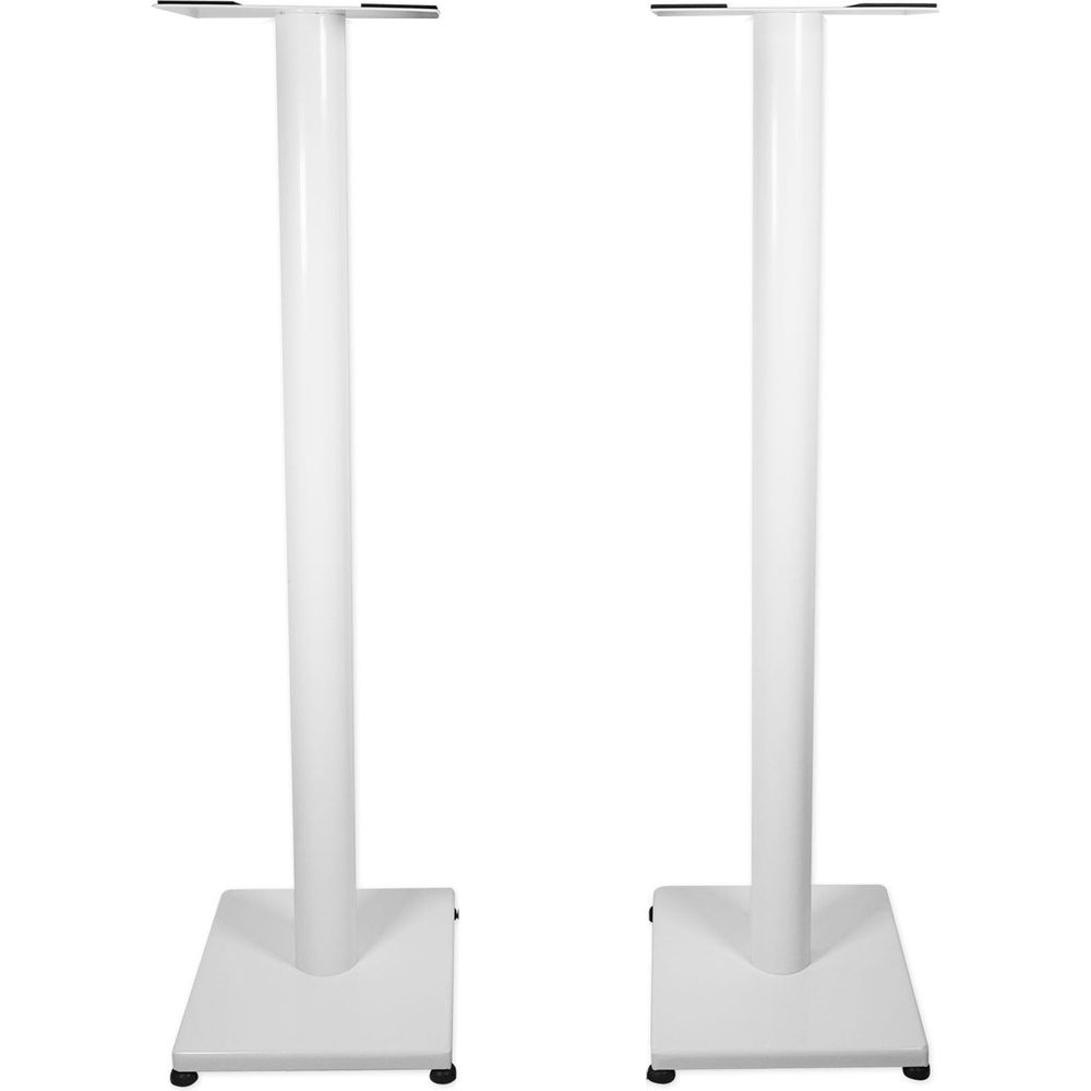 RockShelf 64W White 6.5" Home Bookshelf Speakers w/37" Stands
