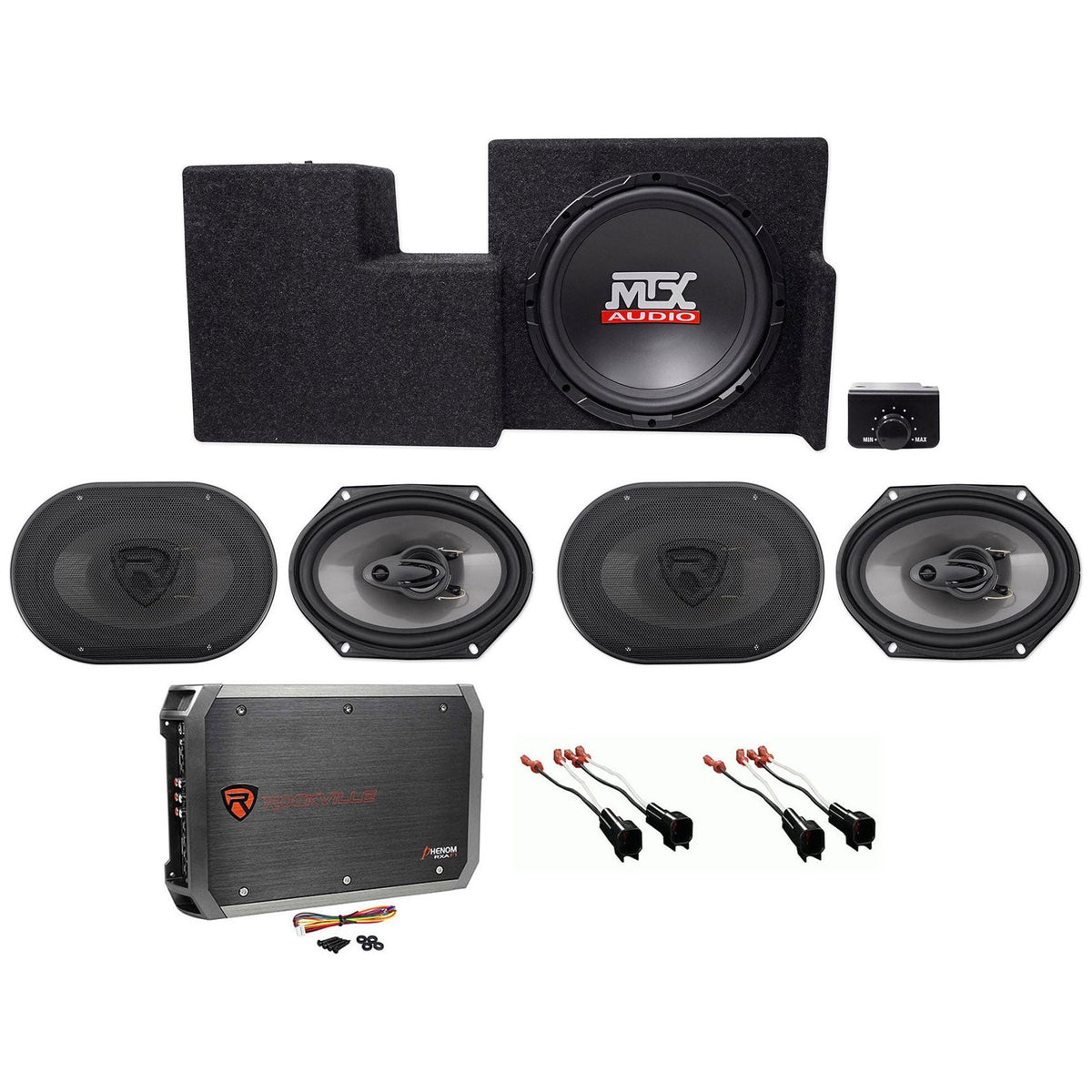 F-150EX-09A Sub + (4) 6x8" Speakers + 4-Channel Amp