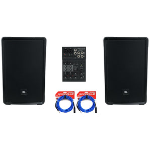 2 JBL IRX112BT 12" 1300w Powered DJ Portable PA Speakers w/ Bluetooth+Mixer w/EQ