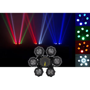 (4) Chauvet DJ Helicopter Q6 Rotating Dance Floor Lights+Controller+Bags+Cables