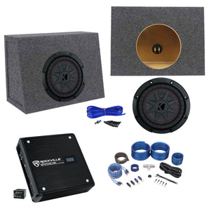 Kicker 48CWRT82 600w 8" Shallow Subwoofer Sub+Sealed Box+Mono Amplifier+Amp Kit