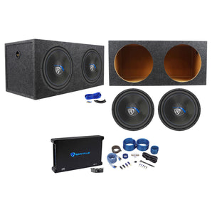 2) Rockville K5 W15K5S4 15" 2000w Subwoofers+Sealed Sub Box+Mono Amplifier+Wires