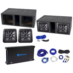 2) KICKER 45L7R122 12" 1200w L7R Solo-Baric Subwoofers+Bedlined Sub Box+Amp+Kit