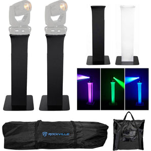 (2) Totem Stands+Black+White Scrims For (2) Chauvet Rogue RH1 Hybrid Lights