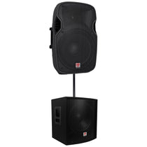 Rockville SPGN158 15" Passive 8-Ohm 1600W DJ PA Speaker+Passive Sub+Pole Mount