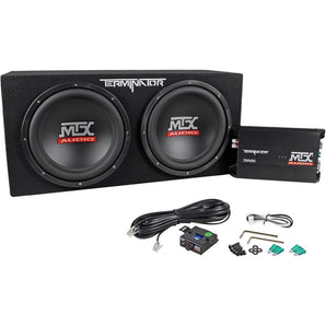 MTX Terminator TNP212D2 1200 Watt 2-Ohm Dual 12” Subwoofers+Box+Amp+Free Speaker