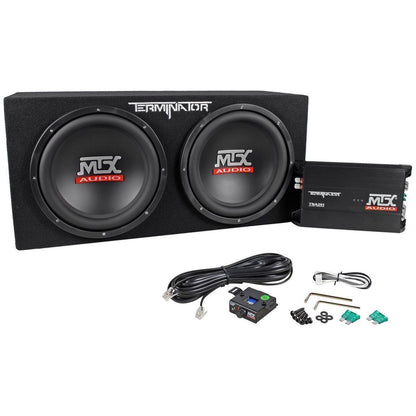 MTX Terminator TNP212D2 Dual 12" Sub Box + NPB3 Bluetooth Boombox Bundle