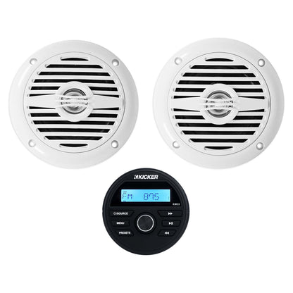 KMC2 Gauge Hole Digital Media Receiver w/Bluetooth+(2) 4" White Speakers