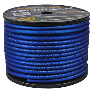 Rockville R4G150-BLUE 4 AWG Gauge 150 Foot Blue Amp Power / Ground Wire Spool