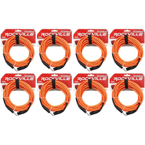 8 Rockville RCXMB30-O Orange 30' Male REAN XLR to 1/4'' TRS Balanced Cables