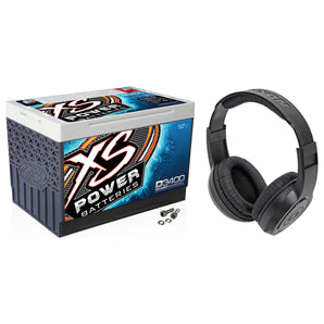 XS Power D3400 3300 Amp AGM Power Cell Car Audio Battery + Samson Headphones