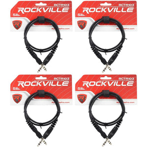 4 Rockville RCTR103B Black 3' 1/4'' TRS to 1/4'' TRS Cable 100% Copper