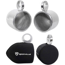 MAC80S 7.7" Silver Aluminum Wakeboard Tower Speaker Pods+Covers