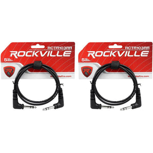 2 Rockville RCTR103RR-B 3' Black 1/4" TRS Right Angle to Same Cable 100% Copper