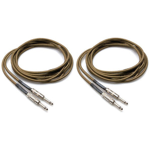 2 Hosa GTR-518 18 Foot Straight Tweed Guitar / Instrument Cables