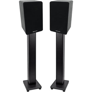 Pair Rockville RockShelf 54B Black 5.25" Home Bookshelf Speakers + 28" Stands