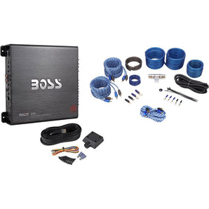 Boss R2504 1000 Watt 4-Channel Car Audio Power Amplifier+8 Gauge Amp Kit