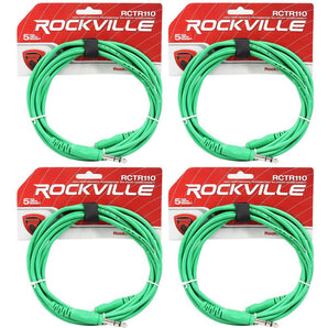 4 Rockville RCTR110G Green 10' 1/4'' TRS to 1/4'' TRS  Cable 100% Copper