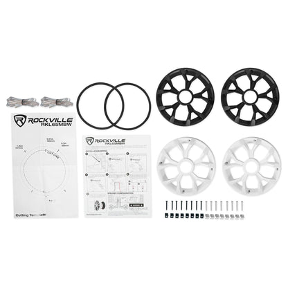 (6) RKL65MBW 6.5" 700W Marine Wakeboard LED Speakers + (6) MAC65W White Pod Enclosures