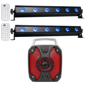 (2) American DJ ADJ UB 6H 22.5" RGBAW+UV LED DMX Wash Light Bars+ROCKBOX