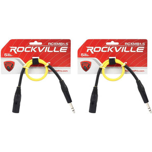 2 Rockville RCXMB1.5Y Yellow 1.5' Male REAN XLR to 1/4'' TRS Balanced Cables