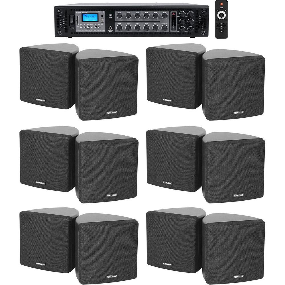Cube 70V Black 12-Pack + RCS180-6 6-Zone 180W Amp Bundle