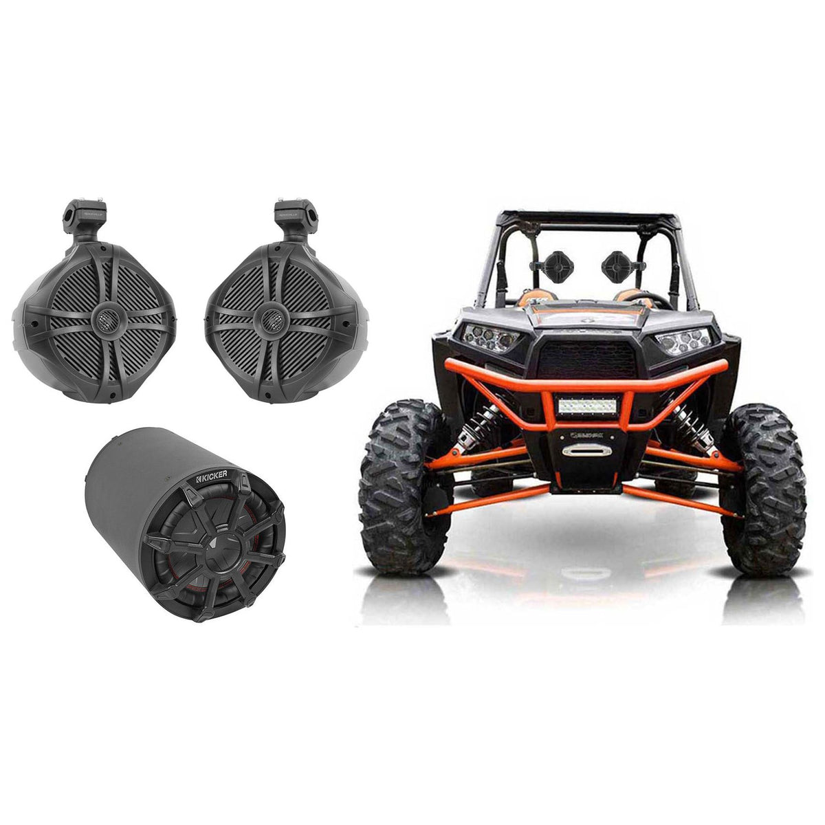8" Subwoofer In Enclosure Plus (2) 8" Tower Speakers RZR/ATV/UTV