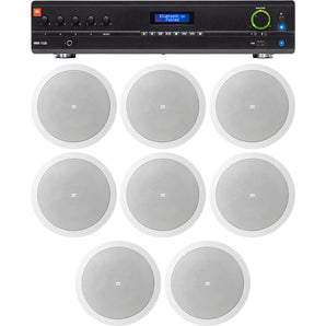 JBL VMA1120 Commercial/Restaurant 120W 70v Amplifier+(8) JBL White 6.5" Speakers